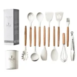 12PCS Food Grade Silicone Kitchen Cookware Utensils Turner Spatula Measuring Spoons Practical Cooking Tool Kitchenware Set