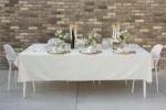 Elegant dinner napkin set with velvet table cloth on dining table