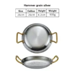 304 stainless steel Spanish seafood rice pot Commercial crayfish plate Flat bottom stewed rice pot Double ear frying pan