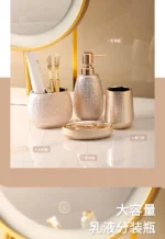 Rose gold ceramic wash bathroom Accessories set hotel bathroom wash Soap set dish lotion bottle mouth wash cup Toothbrush