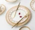 Elegant gold rim dinner plates on a dining table