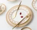 Elegant gold rim dinner plates on a dining table