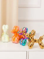 Vilead Ceramic Plating Balloon Dog Orange Figurines Animal Statue Handmade Sculpture Gold Sliver Modern Living Room Desk