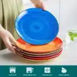 vancasso 6/12 Piece Multicolour 10.4 inch Dinner Plate Set Handpainted in Rustic Look 26.5cm Serving Plate for
