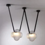 Italy New Designer Luxury Glass LED Pendant Lamp Living Room Bedroom Bar Restaurant Leather Chandelier Interiordecor