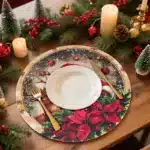 4pcs Christmas Vintage Placemat Merry Christmas Party Decoration 2025 Xmas Santa Claus Placemat Navidad Natal New Year Gift
