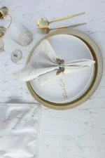 Elegant dinner napkin set with velvet table cloth on dining table