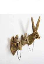 Wall Decoration Resin Imitation Copper Animal Deer Head Wall Storage Hook Wall Hanging Indoor Fireplace Office Decor