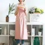 Vintage Washed Cotton Apron Japanese Simple Style Slim Long Apron Baking Cooking Nail Salon Workwear – styled in a modern