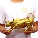 Feng Shui Mascot Copper Bull Wall Street Cattle Sculpture Cow Statue Office Decor Crafts Gift – side view