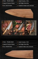 HEZHEN Magnetic knife Sheath Wooden Sheath High Quality Walnut Wood Knife Cover for HEZHEN Chef knife – top view