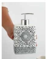 Modern Ceramic Lotion Bottle Soap Dish Toothbrush Holder Bathroom Set Flower Texture Porcelain Shampoo Bottling Soap