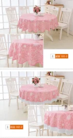 PVC Hotel Waterproof and Oil Proof Large Round Tablecloth Hotel Plastic Round Table Cloth Wash Free and Scald Proof Table