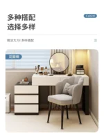 Modern wooden dressing table with mirror and 5 drawers – makeup vanity desk with LED lights and stool in bedroom setting