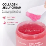 Goldoma face cream tube, squeezed gel on finger, white background.