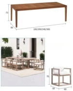 French retro oval dining table with natural wood top and teak base in a dining room setting