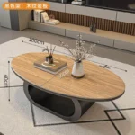 Modern coffee table with sintered stone top in black frame and bright fish belly white finish, rectangular shape