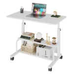 JHK 31.5IN Adjustable Height Mobile Standing Computer Desk with Locking Wheels Metal Frame Portable Workstation for Walking