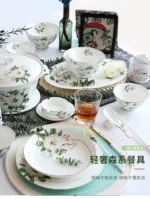 Bone China Dinnerware, Household Ceramic Rice Bowl, Deep Dishes, Soup Pots, Steak Flat Plate, Delicate Floral Tableware