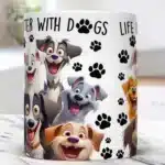 life is better with dogs coffee mug 11oz ceramic home tea cup friends birthday gift mug – side view