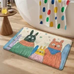 Cartoon Rabbit Bath Mat - Ultra Soft Cotton Velvet, Absorbent & Quick Dry, Non-Slip Backing, Cloud-Like Comfort for