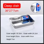Rectangular commercial and household square plate Steamed fish dish Serving plate Barbecue plate plates set Stainless steel tray - Image 16