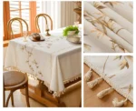 Nordic Cotton Linen Fabric Rectangular Tablecloth Dust Proof Table Cover Small Fresh Waterproof Embroidered Dining