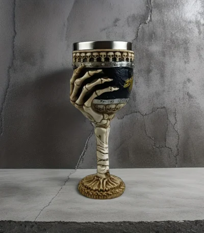 Gothic Skeleton Hand Goblet Halloween Skull Wine Glass Liner Dark Art Home Decor Gift for Gothic Enthusiast Party Drinkware