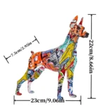 Simple Creative Pet Handle Graffiti Color Doberman Dog Statue Decorations Home Entrance Wine Cabinet Office Decor Resin