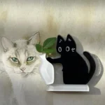 Refrigerator Magnets Black Cat Pushing Vase Decor Cat Whisker Collection Memorial Box Fridge Magnet Home Office Decor For