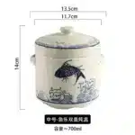 Ceramic Stew Pot Japan Plum Blossom Stew Bowl Double Lid Stewed Bird's Nest Steamed Egg Double Handle Egg Cup Kitchen