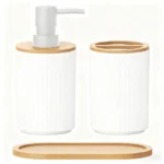 2pcs/set black bathroom accessories set, hands soap dispenser and toothbrush cup set, used for bathroom necessities – in a