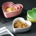 Heart Shaped Bowl Love Heart Ceramic Steamed Egg Bowl Candy Color Dessert Salad Plate 7 Inch Cake Fruit Plate Kitchen