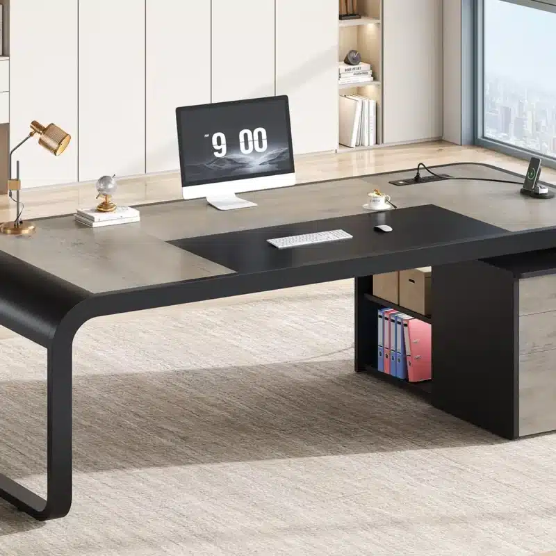 70.9" Executive Desk, Large Computer Desk with Drawers and Lateral File Cabinet, Office Desk with Removable, Customized – in