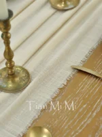2-10Meters Pure Cotton Table Runner Retro Burr Texture Gauze Cloth Dining Vintage Wedding Party Christmas Linen Decoration