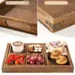 7pcs Rustic Wooden Trays with Handles - Rectangular Breakfast Plates & Coffee Table Serving Trays for Snacks, Party – in