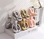 Vilead Ceramic Plating Balloon Dog Orange Figurines Animal Statue Handmade Sculpture Gold Sliver Modern Living Room Desk