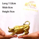 Feng Shui Mascot Copper Bull Wall Street Cattle Sculpture Cow Statue Office Decor Crafts Gift – angled view