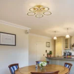 Luxury gold crystal chandelier LED ceiling light in modern living room