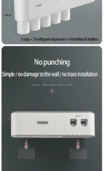 Magnetic Toothbrush Holder Storage Rack Automatic Toothpaste Dispenser Wall-Mounted Waterproof Bathroom Storage Accessories