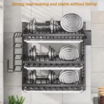 Wall-Mounted Kitchen Dish Rack Multifunctional Kitchen Organizer with Drainboard Cutlery Storage Holder Dinnerware Drainer