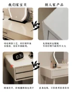 Modern bedroom vanity table with mirror and storage drawers, makeup vanity desk with stool
