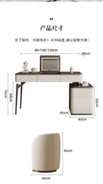 Corner Dressing Table with Mirror and Stool – White Vanity Makeup Desk – top view