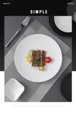 Black dish ceramic plate disc white Western restaurant tableware Barbecue grilled meat serving plate Ceramic frosted steak