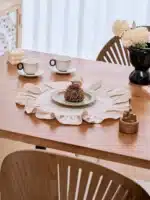 4PCS Cloth Napkins Round Placemat 100% Cotton Vintage Wedding Table Decoration Reusable for Kitchen Dinning Christmas Table