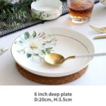 Bone China Dinnerware, Household Ceramic Rice Bowl, Deep Dishes, Soup Pots, Steak Flat Plate, Delicate Floral Tableware