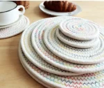 Rope Woven Thermal Insulation Placemat, Home Kitchen Cotton Meal Mat, Dining Table Decor, Cup Coaster, Pot Pad, Europe,