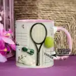 Custom Tennis Theme Ceramic Mug with Name Personalization - Sports Gift for Tennis Lovers – side view