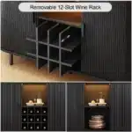 Wine Bar Cabinet w/ LED Light,Liquor Cabinet for Home,Coffee Bar Cabinet w/ Wine Rack & Glass Holder,Walnut Buffet
