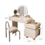 Modern cream dressing table with storage drawers and mirror in bedroom setting